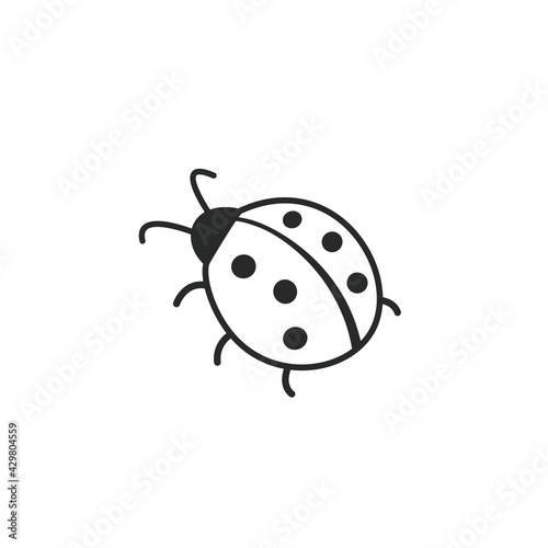 Cute ladybug simple outline icon vector illustration