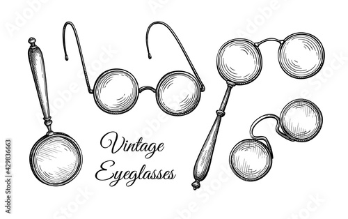 Ink sketch of vintage spectacles.