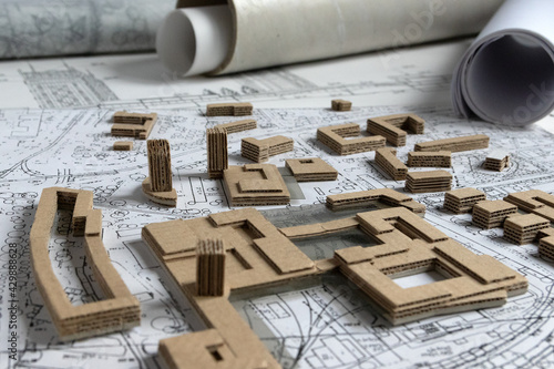 Plan miasta, projekt urbanistyczny w formie makiety 3d. Inwestycje w nieruchomości. Plany architektoniczne.