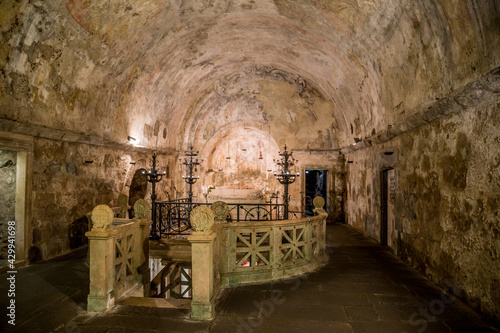 Bolsena, Viterbo, Italy April 2019: inside of the Cathedral of Santa Caterina in Bolsena, Lazio, Italy