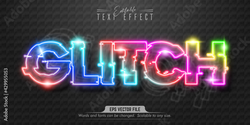Glitch text, neon style editable text effect