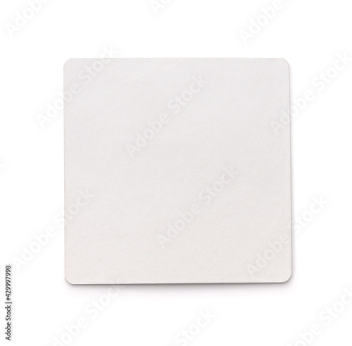 Front view of blank square cardboard beer coaster