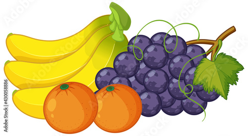 Group of fruits isolated on white background