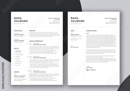 Minimalist Resume and Cover Letter Set