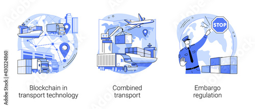 Commercial transportation industry abstract concept vector illustrations.