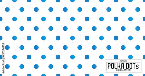 Dots pattern vector. Polka dot background. Blue and white polka dots abstract background. Dot pattern print. Panorama view. Vector illustration