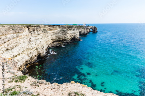 Rocky coast of the Tarkhankut peninsula - the westernmost part of Crimea