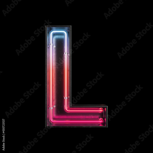 Neon Light Alphabet L with clipping path.