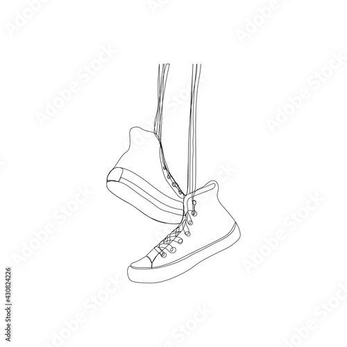 Continuous one line drawing of sneakers. Modern minimalist art. Vector illustration.