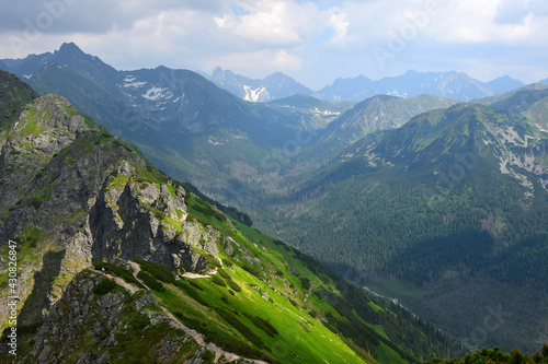 The ridgeway which leads vom mount Kasprowy wierch along the polish-slovakian border. High Tatras, Poland.