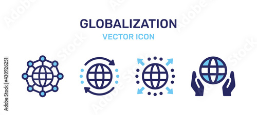 International globalization, global business icon vector isolated on white.