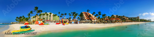 View of Palm Beach on the Caribbean island of Aruba.