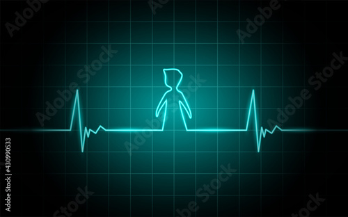 Neon glowing lines, Heartbeat concept, Lifeline background design