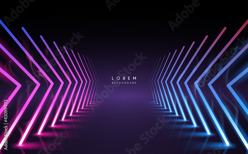 Abstract neon light arrows background