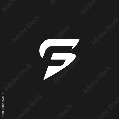 Initial Letter S and F Combination with Negative Space Style Concept Logo Design Isolated on Black Background.