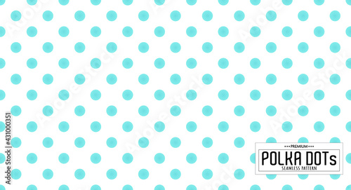 Dots pattern vector. Polka dot background. Blue seamlles polka dots abstract background. Dot pattern print. Panorama view. Vector illustration