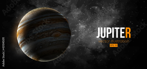Realistic Jupiter planet from space. Vector illustration