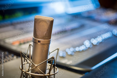 Professional microphone in studio enviroment