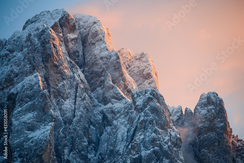 Rocky mountains during winter suset