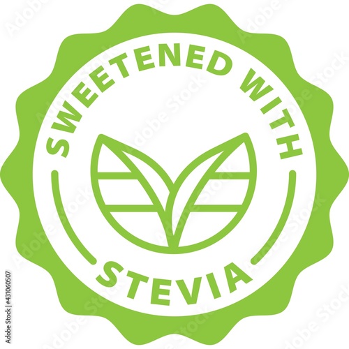 sweetened with stevia green stamp badge outline icon label