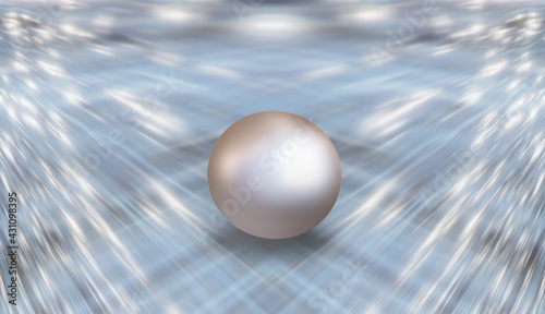 3d rendering - White pearl on abstract perspective background