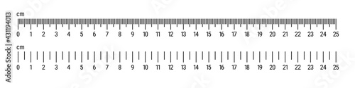 Metric ruler scale. 25 centimeter scale. Flat vector illustration isolated on white