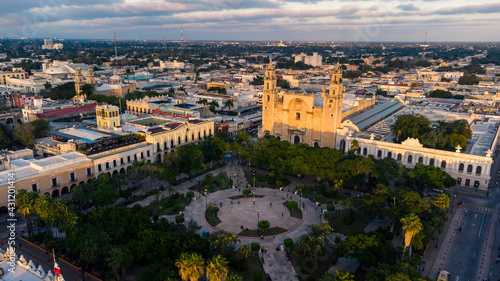 Merida Yucatan Mexico Cathedral at sunset