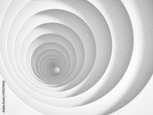 Abstract empty white tunnel perspective, 3 d