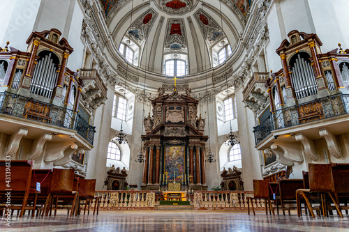 Mesmerizing view of Salzburg Cathedral or Salzburger Dom interior