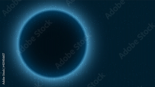 Neon Light Circle Technology on Future Background,Hi-tech Digital and Communication Concept design,Free Space For text in put,Vector illustration.