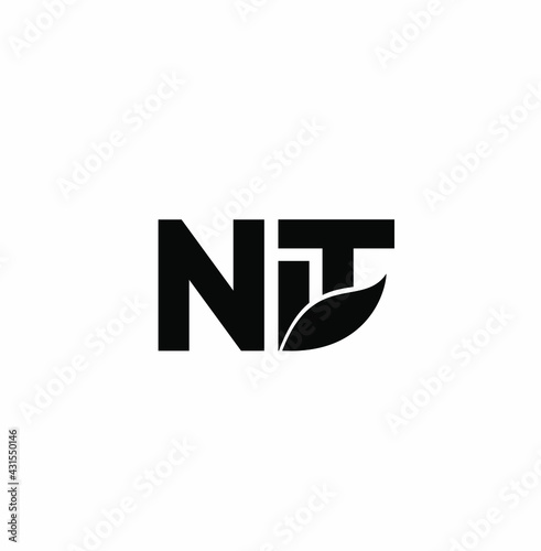NIT initial letters and leaf monogram. NIT Company LOGO on white background.