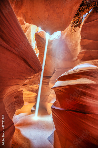 Vertical vibrant shot of amazing sandstone formations of the Antelope Canyon, Arizona