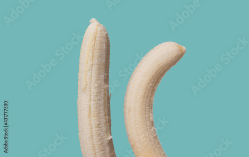 Straight versus curved banana, visual concept of various shaped penis, curved penis