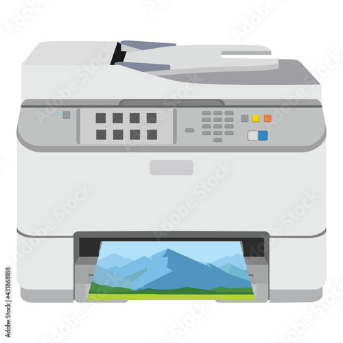 Realistic printer. Vector illustration. Print photo paper