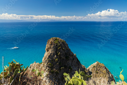 Rock cliff of cape Capo Vaticano, Tyrrhenian Sea, Calabria, Southern Italy