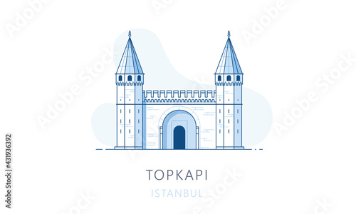 Topkapi, Istambul. The famous landmark of Istanbul, tourists attraction place, skyline vector illustration, line graphics for web pages, mobile apps and polygraphy.
