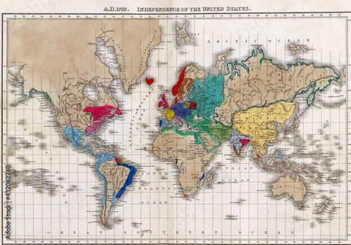 Map of the World at Independence of the United States in 1783