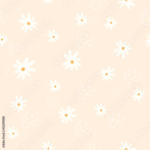Seamless pattern with light flowers. Great for fabric, textile, gift wrap.