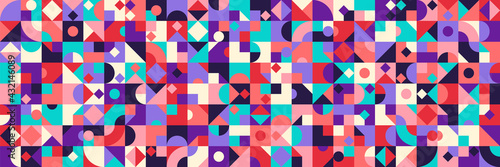Colorful abstract geometric pattern design in retro style. Vector illustration.