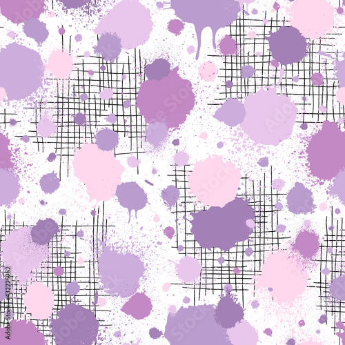 Abstract seamless pattern. Pastel color. Repeated brush stroke texture. Watercolor background. Repeating lilac pattern. Abstract splash paint watercolour. Art grunge for design color prints. Vector