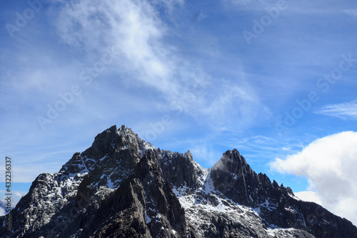 clouds over the mountain "Pico Bolivar" in Merida - Mountains landscape with snow