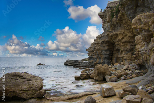 Rocky coastline landscape. Tourism in Alicante, Spain