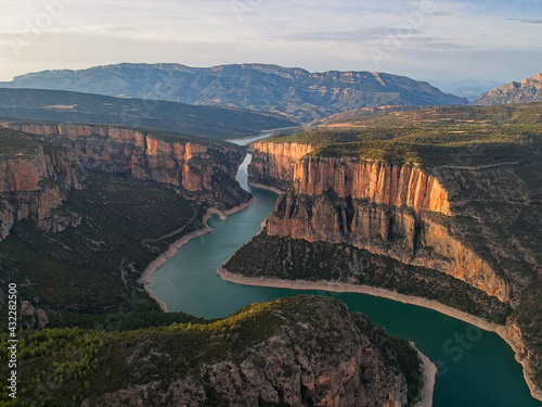 Aerial view of Congost de Mont Rebei in Spain, Europe