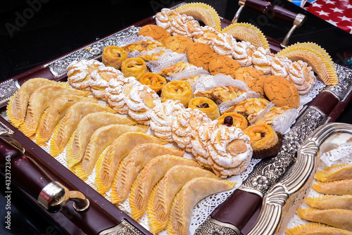 Variety of traditional moroccans sweets. Holiday. Events