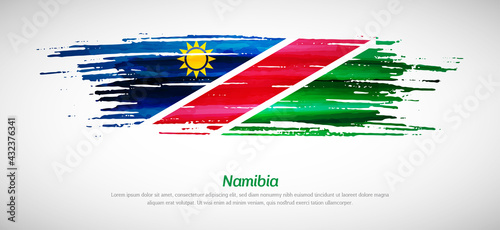Artistic grungy watercolor brush flag of Namibia country. Happy independence day background