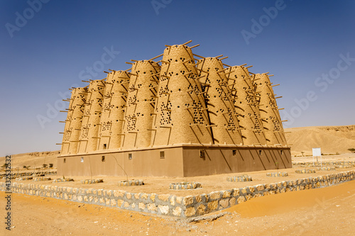 The abandoned and restored traditional mud brick Arab dovecote in the Riyadh Province, Saudi Arabia