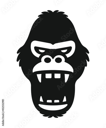 Head evil ferocious gorilla shouts. Monkey Logo Design Vector Template. 