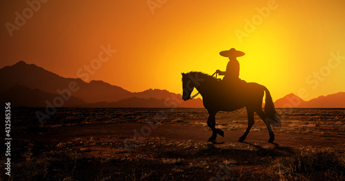 Mexican cowboy on horseback