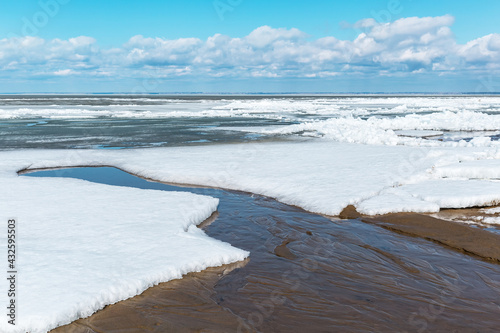 Ice melting on the Ob River in Siberia