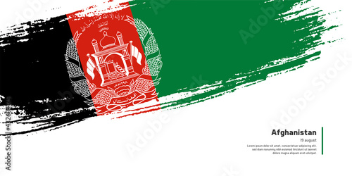 Creative hand drawing brush flag of Afghanistan country for special independence day